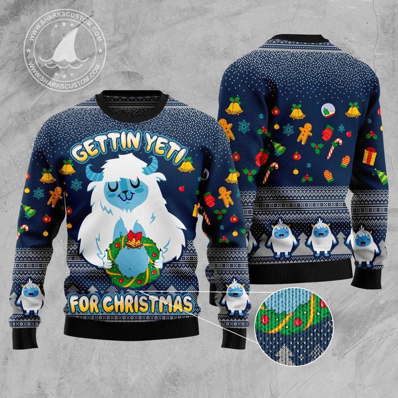 Gettin' Yeti for Christmas Ugly Christmas Sweater unisex womens & mens, couples matching, friends, funny family ugly christmas holiday sweater gifts 1