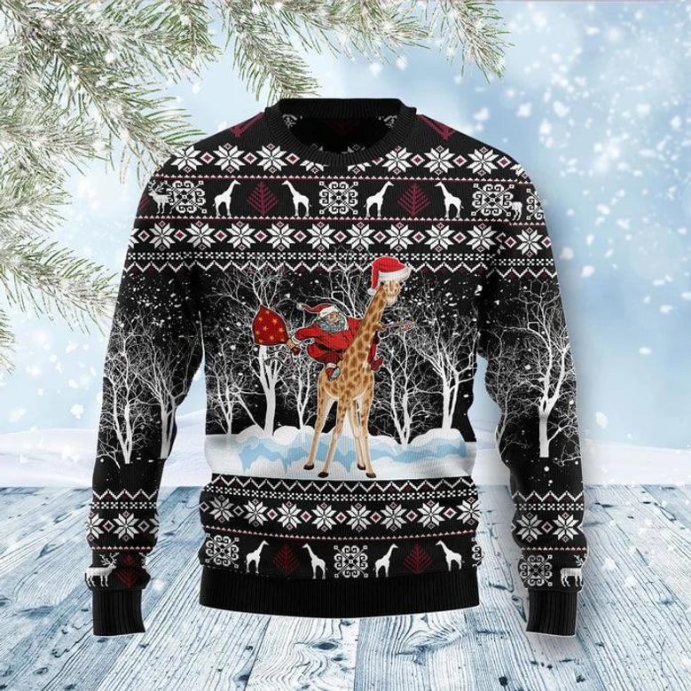 Giraffe And Santa Ugly Christmas Sweater For Men & Women