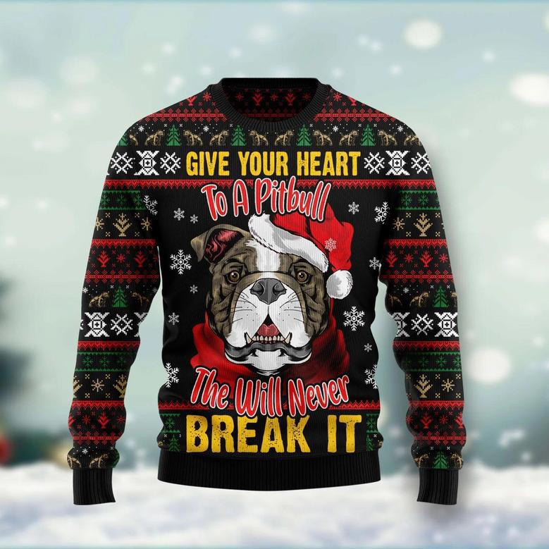 Give Your Heart Pitbull Ugly Christmas Sweater unisex womens & mens, couples matching, friends, funny family ugly christmas holiday sweater gifts