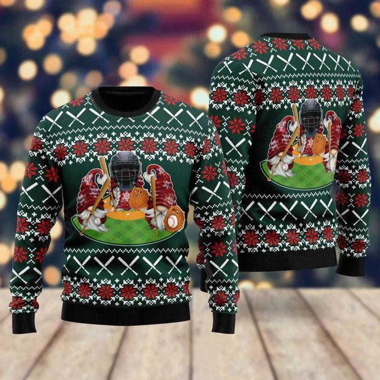 Gnomes Love Christmas Baseball Ugly Christmas Sweater For Men & Women