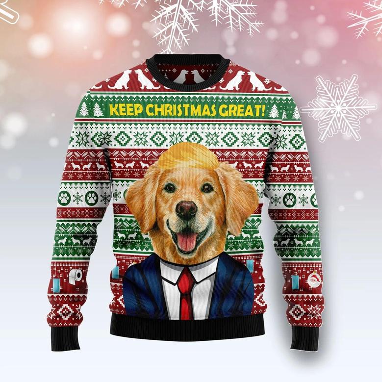 Golden Retriever Keep Christmas Great unisex womens & mens, couples matching, friends, dog lover, funny family ugly christmas holiday sweater gifts