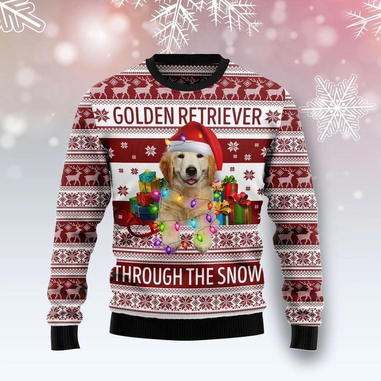 Golden Retriever Through The Snow Ugly Christmas Sweater