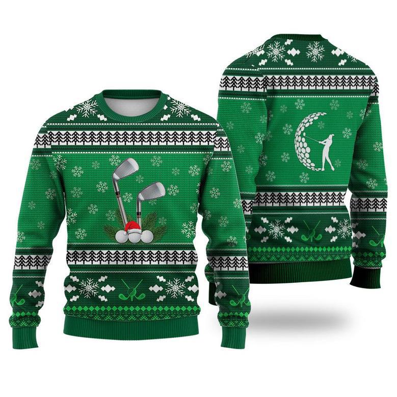 Golf Pattern Christmas Falling Snowflakes Sweater Christmas Knitted Print Sweatshirt