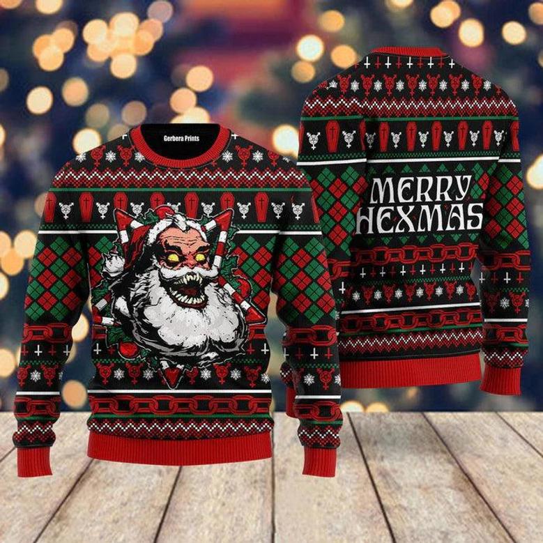 Hail Santa Merry Hexmas Ugly Christmas Sweater For Men & Women