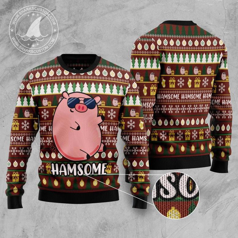 Hamsome Cute Pig Ugly Christmas Sweater unisex womens & mens, couples matching, friends, funny family sweater gifts 1