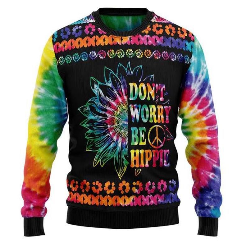 Hippie Tie Dye Color Ugly Christmas Sweater