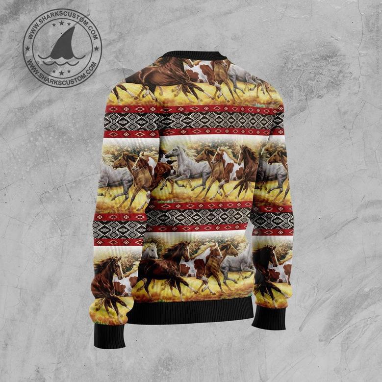 Horse Native American Pattern Ugly Christmas Sweater