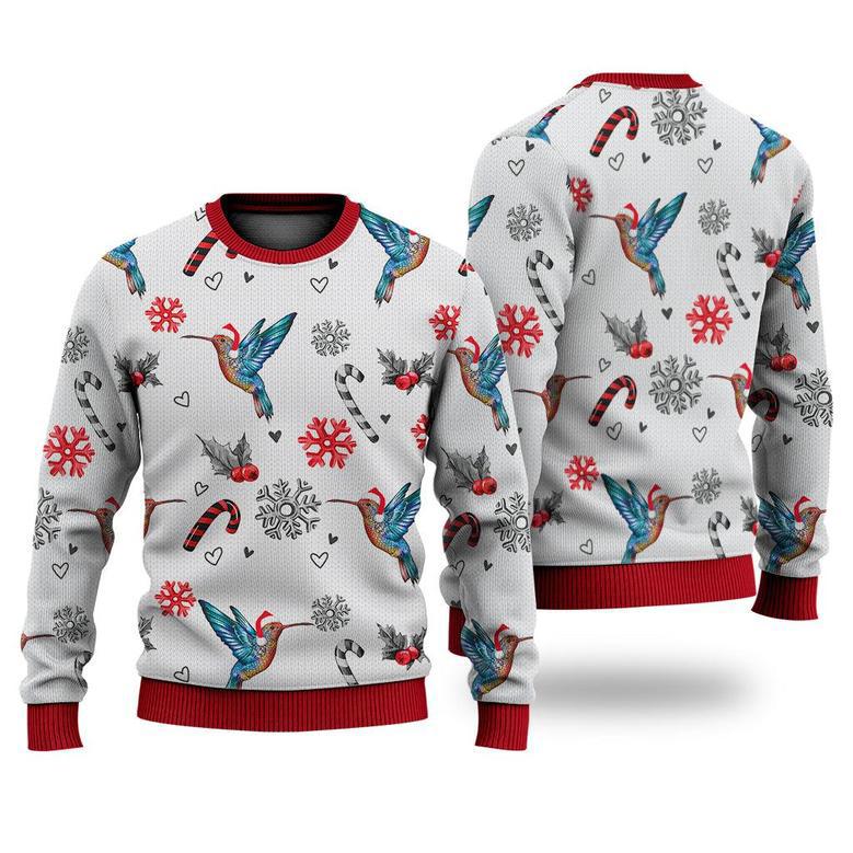 Hummingbird Christmas Pattern Sweater Christmas Knitted Print Sweatshirt