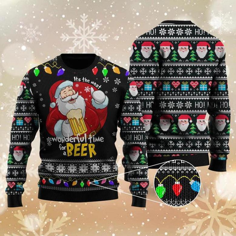 It's The Most Wonderful Time For A Beer Ugly Christmas Sweater For Men & Women