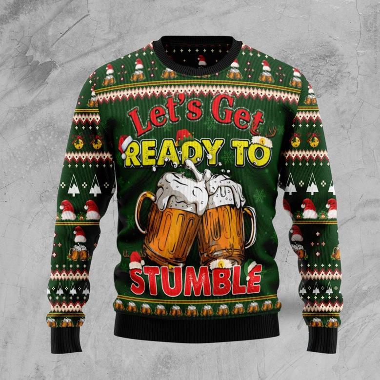Let‘s Get Ready To Stumble Beer unisex womens & mens, couples matching, friends, beer lover, funny family ugly christmas holiday sweater gifts