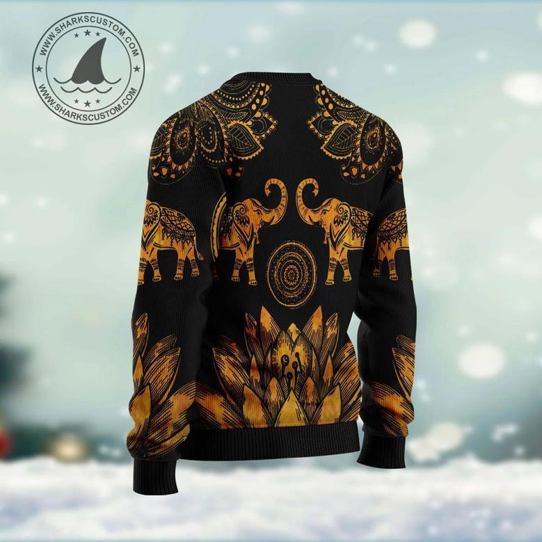 Lovely Gold Elephant unisex womens & mens, couples matching, friends, funny family ugly christmas holiday sweater gifts