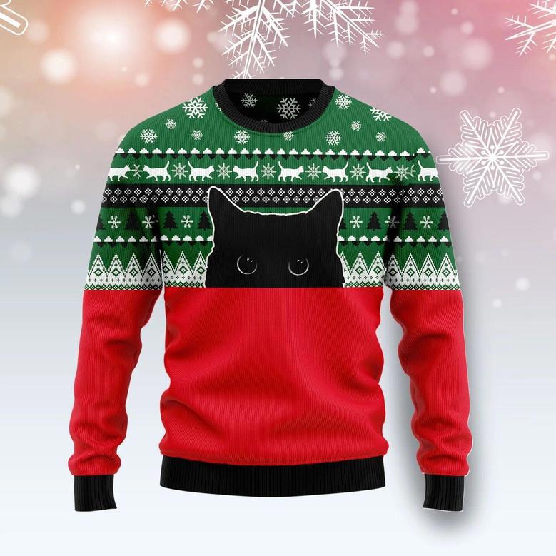 Meow Meow Black Cat Ugly Christmas Sweater unisex womens & mens, couples matching, friends, cat lover, funny family sweater gifts