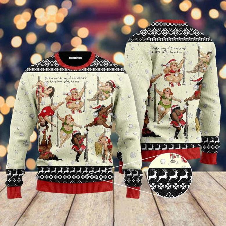 Nine Ladies Dancing Sexy Christmas Ugly Christmas Sweater For Men & Women