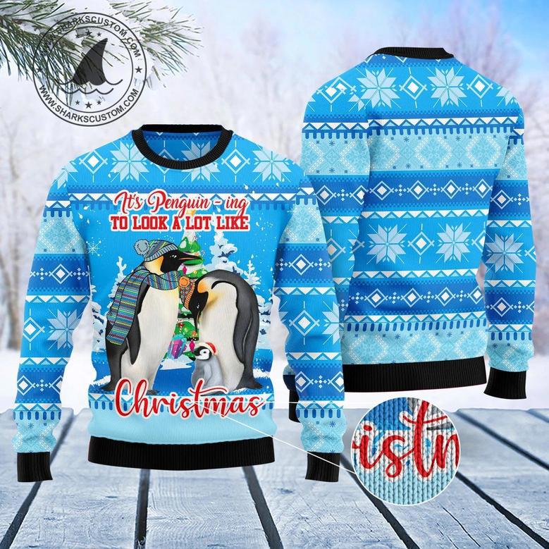 Penguin Family unisex womens & mens, couples matching, friends, funny family ugly christmas holiday sweater gifts 1