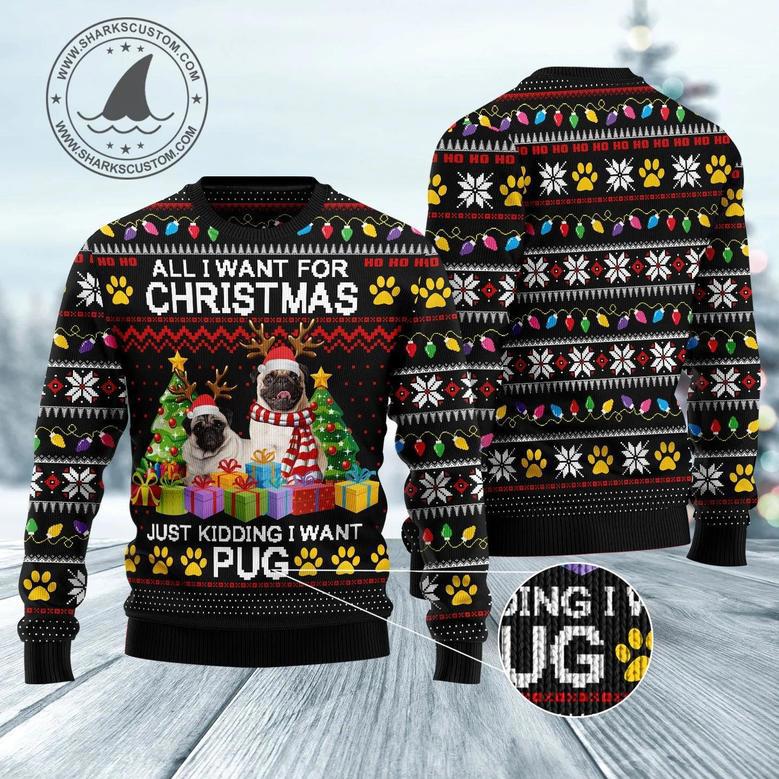 Pug Christmas unisex womens & mens, couples matching, friends, funny family ugly christmas holiday sweater gifts