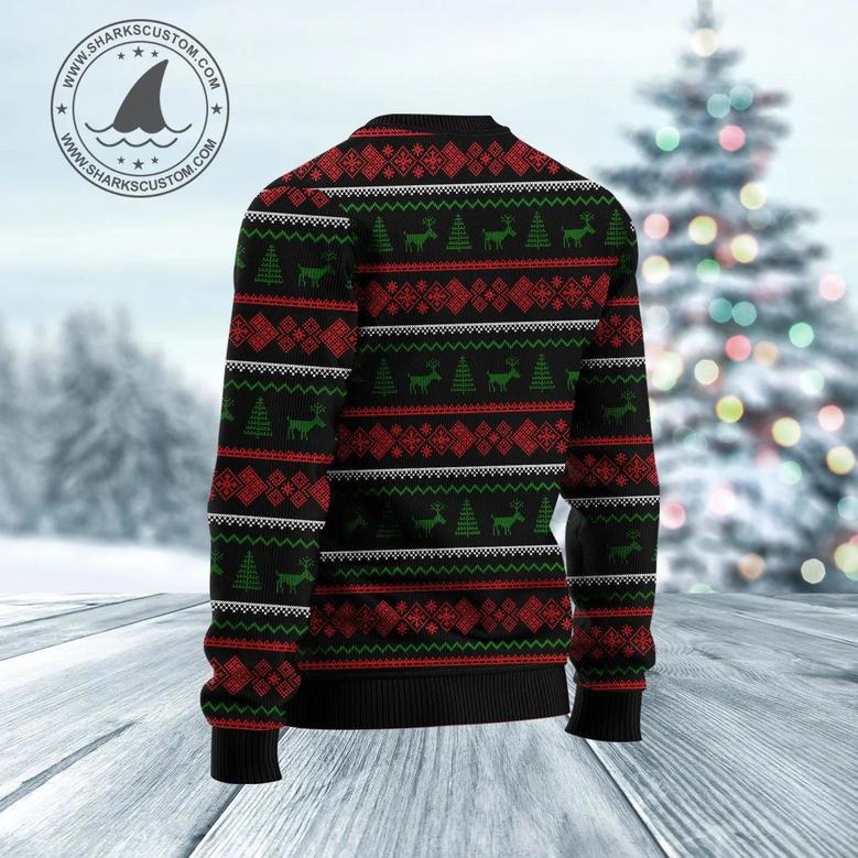 Pug Dogs Carrying Gift Christmas On The Red Car Ugly Christmas Sweater