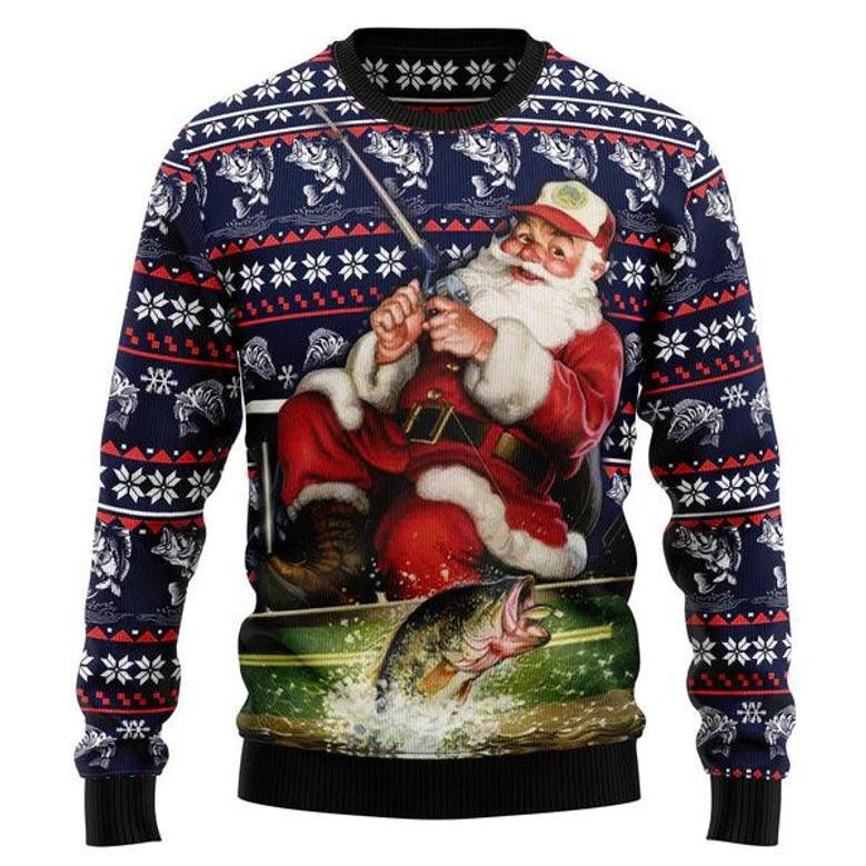 Santa Fishing Ugly Christmas Sweater