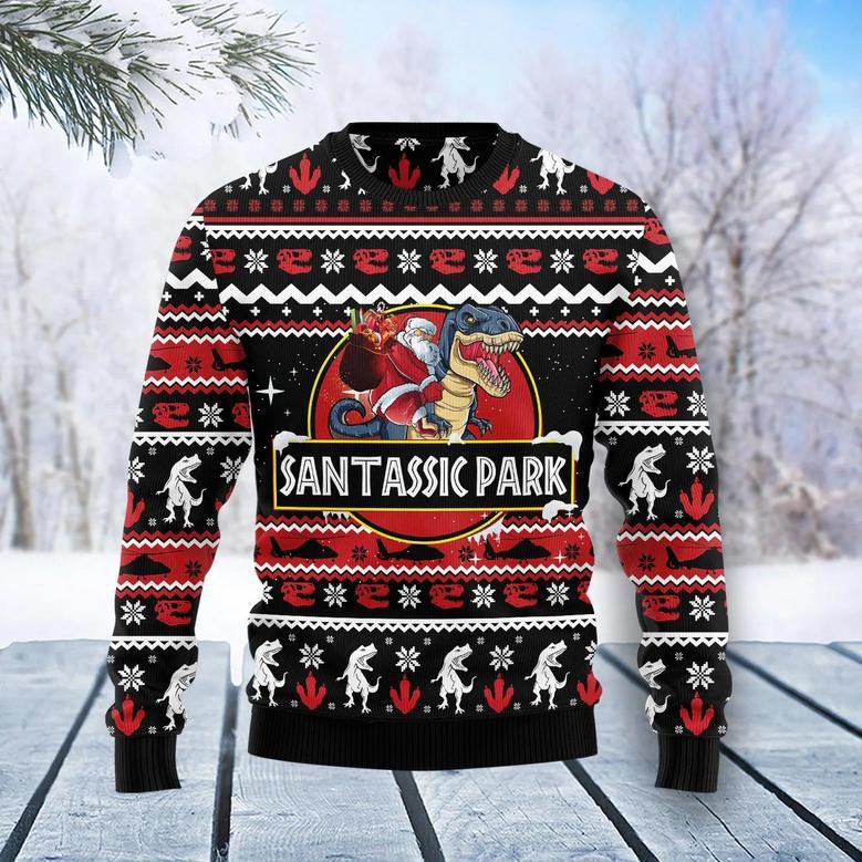 Santassic Park Ugly Christmas Sweater unisex womens & mens, couples matching, friends, funny family sweater gifts