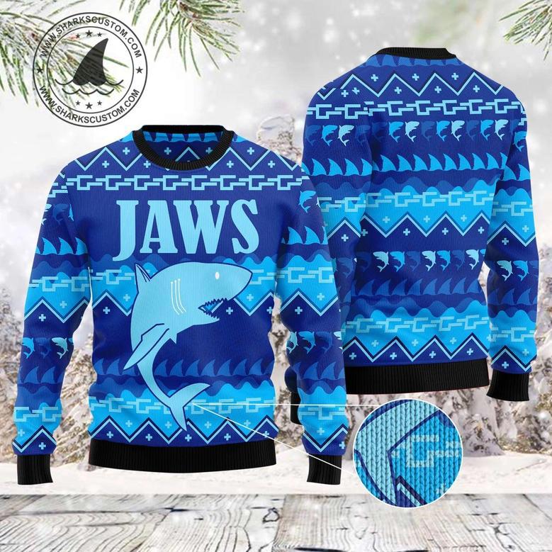 Shark Jaws unisex womens & mens, couples matching, friends, funny family ugly christmas holiday sweater gifts 2