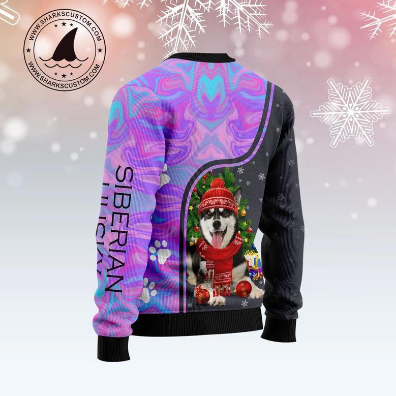 Siberian Husky Hologram Color Ugly Christmas Sweater