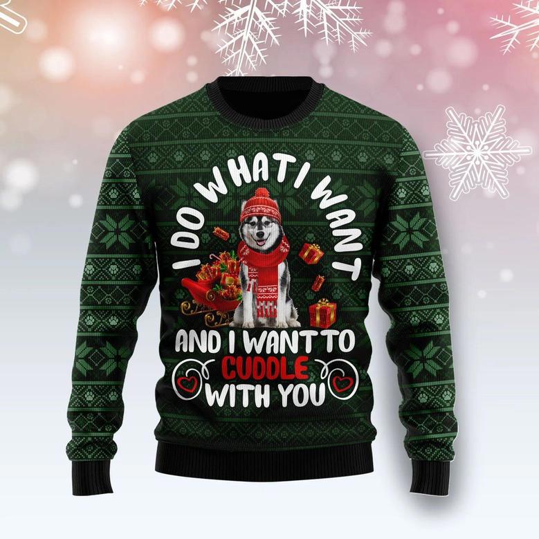 Siberian Husky I Want unisex womens & mens, couples matching, friends, funny family ugly christmas holiday sweater gifts