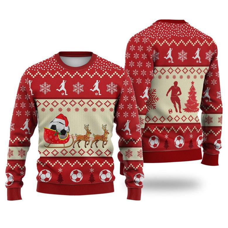 Soccer Reindeer Christmas Sweater Christmas Knitted Print Sweatshirt