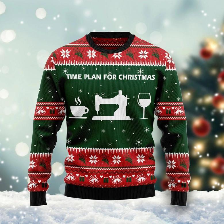 Time Plan For Christmas Sewing unisex womens & mens, couples matching, friends, sewing lover, funny family ugly christmas holiday sweater gifts