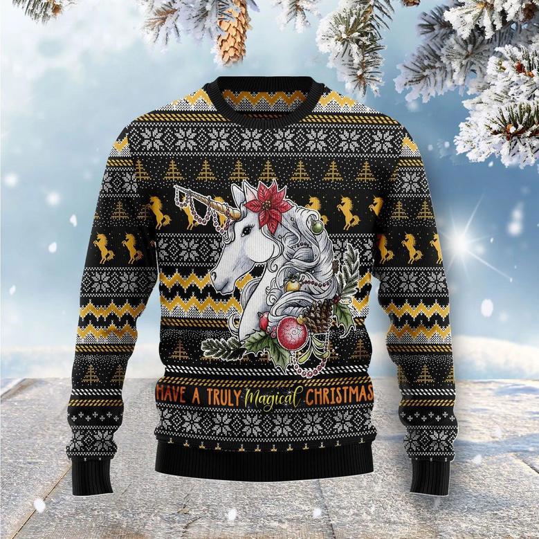 Truly Magical Christmas Unicorn unisex womens & mens, couples matching, friends, unicorn lover, funny family ugly christmas holiday sweater gifts