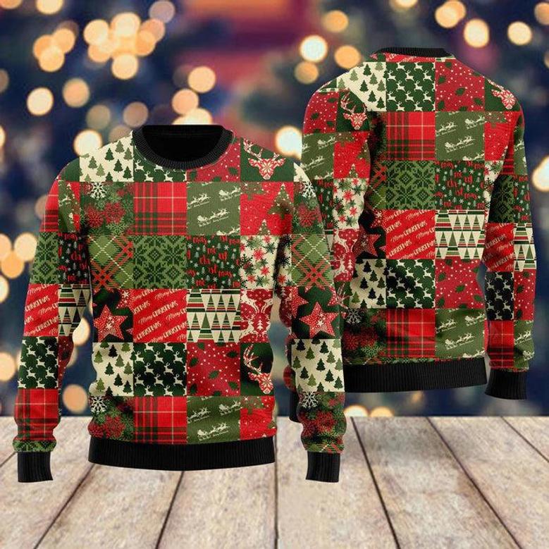 Vintage Christmas Patchwork Ugly Christmas Sweater For Men & Women