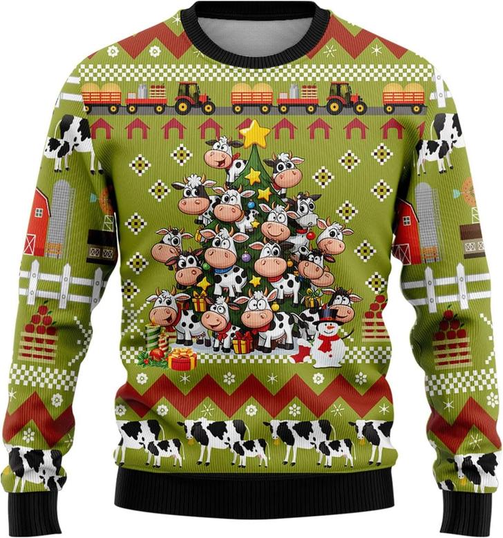 Animal Sweaters for Women, Ugly Christmas Sweater Mens Sweater Winter Holiday Crew Neck Shirt Set 21