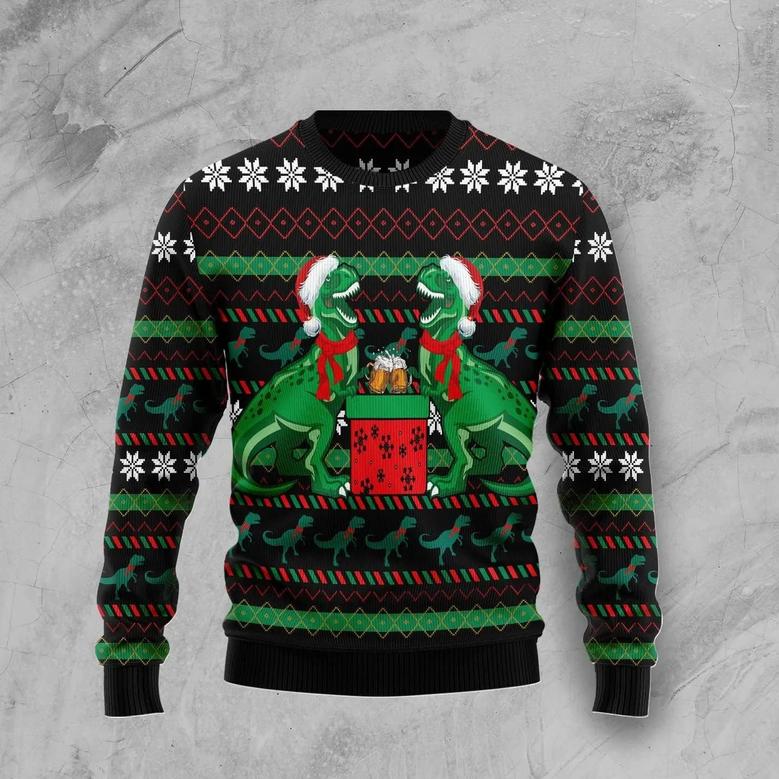 Funny Dinosaur Ugly Christmas Sweaters , Mens Sweater Xmas Holiday Crew Neck Shirt Set 07