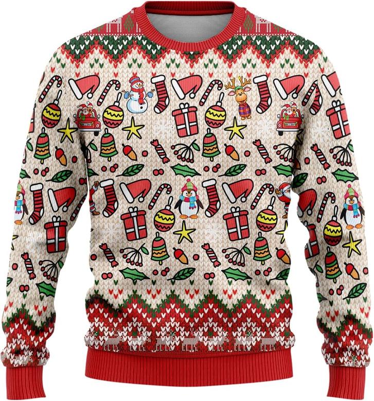 Santa Claus Lovers Ugly Christmas Sweaters , Mens Sweater Xmas Holiday Crew Neck Shirt 7