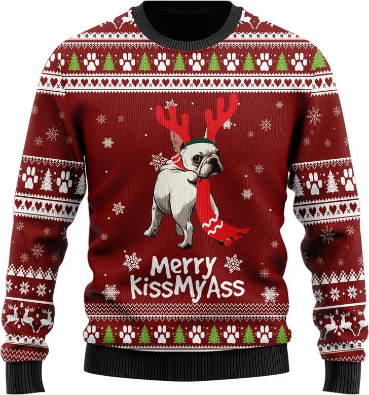 Boston Terrier Naughty Dog Ugly Christmas Sweater For Women