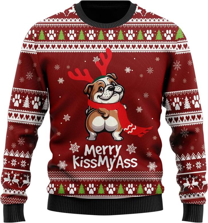 Bulldog Naughty Dog Ugly Christmas Sweater For Women
