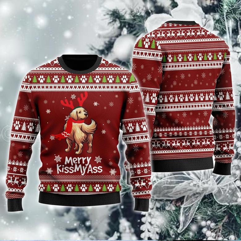 Golden Retriever Naughty Dog Ugly Christmas Sweater For Women