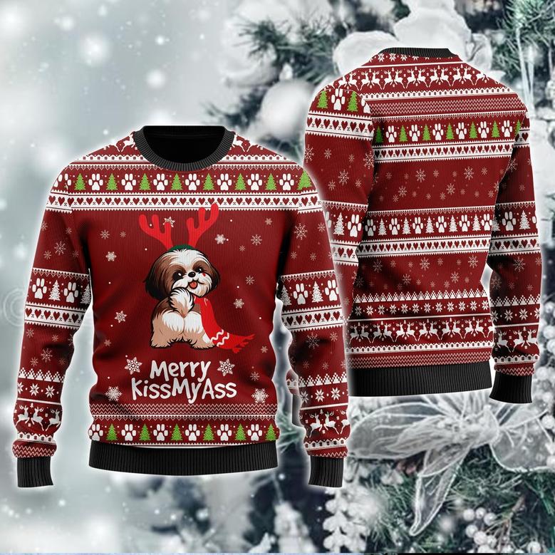 Shih Tzu Naughty Dog Ugly Christmas Sweater For Women