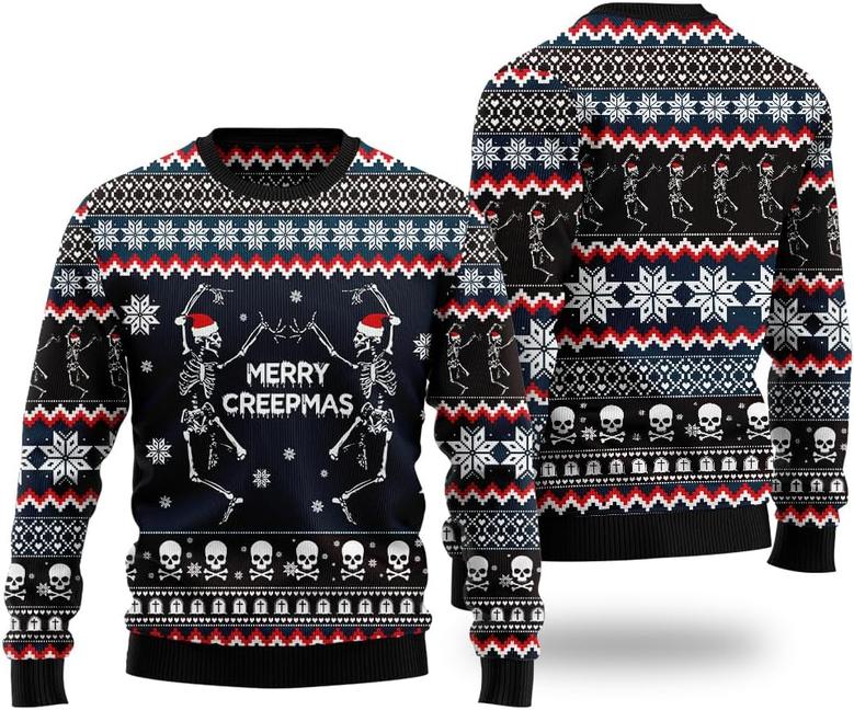 Skull Ugly Christmas Sweater for Men & Women , Sweater Crewneck Long Sleeve Top