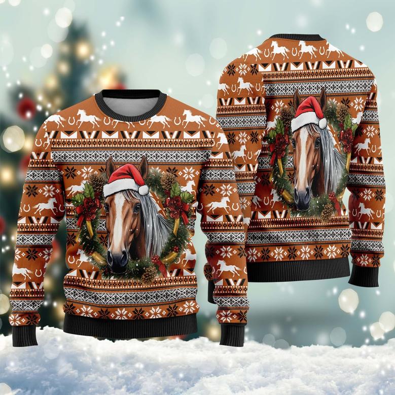 Horse Ugly Christmas Sweater for Men Women , Unisex Long Sleeve Sweater Crewneck Sweatshirts