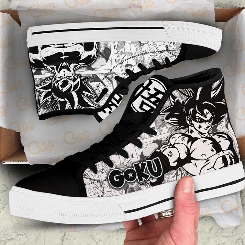 Goku Ultra Instinct High Top Canvas Shoes Custom Dragon BaII Manga For Fans