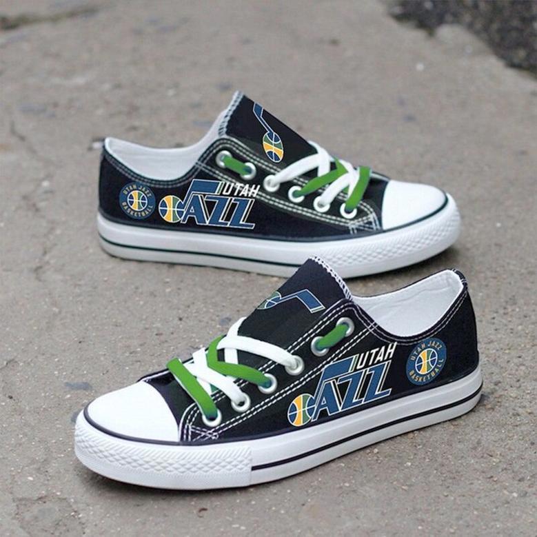 Utah Jazz Custom Shoes Basketball Jazz Low Top Sneakers Utah NBA Jazz Gumshoes Utah Jazz Low Top Sneakers