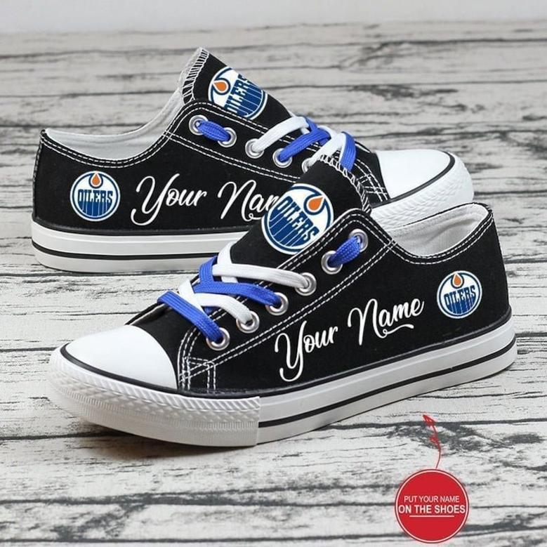 Personalized Edmonton OiIers NHL Hockey Gift For Fans Low Top Custom Canvas Shoes