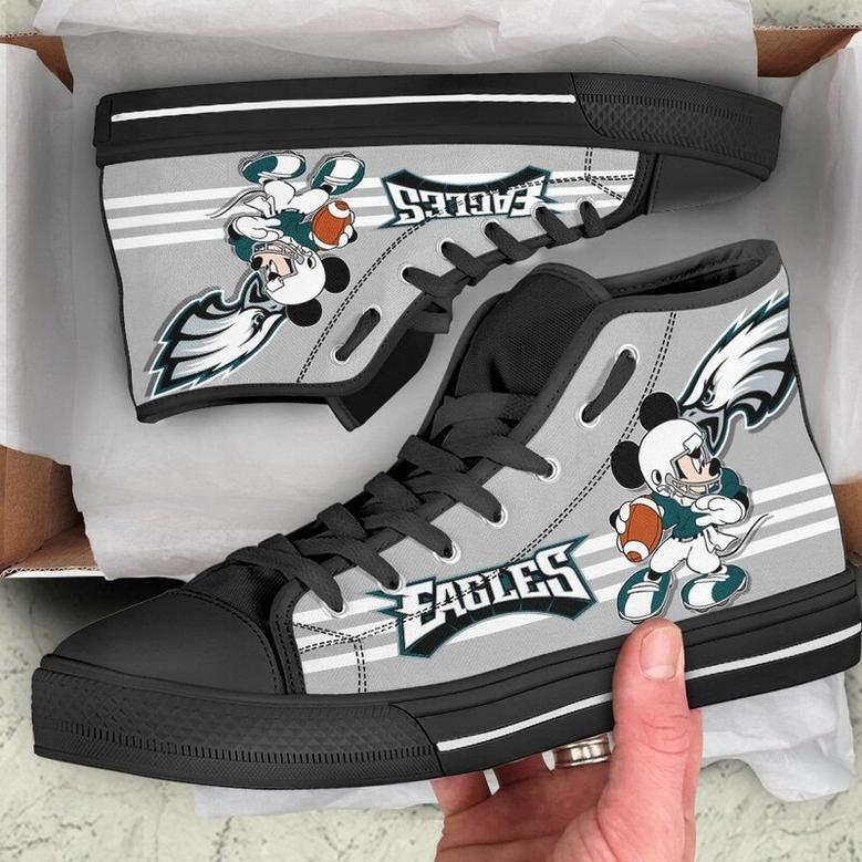 PhiIadeIphia EagIes Nfl Football Mickey Mouse Custom Canvas High Top Shoes HTS1405