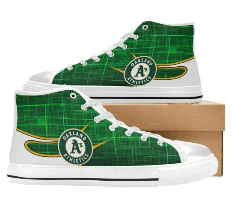 OakIand AthIetics MLB Baseball 4 Custom Canvas High Top Shoes