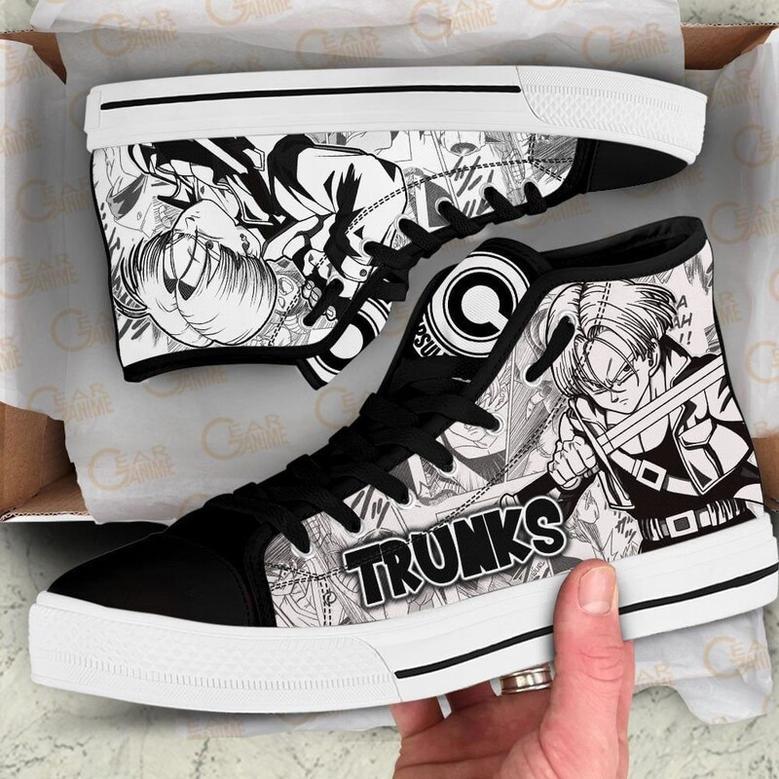 Trunks High Top Canvas Shoes Custom Dragon BaII Manga For Fans