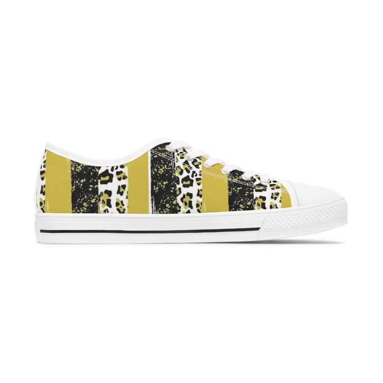 Black and Gold Women's Low Top Sneakers