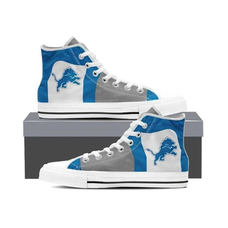 DETROlT LlONS Football NFL Custom Canvas High Top Shoes