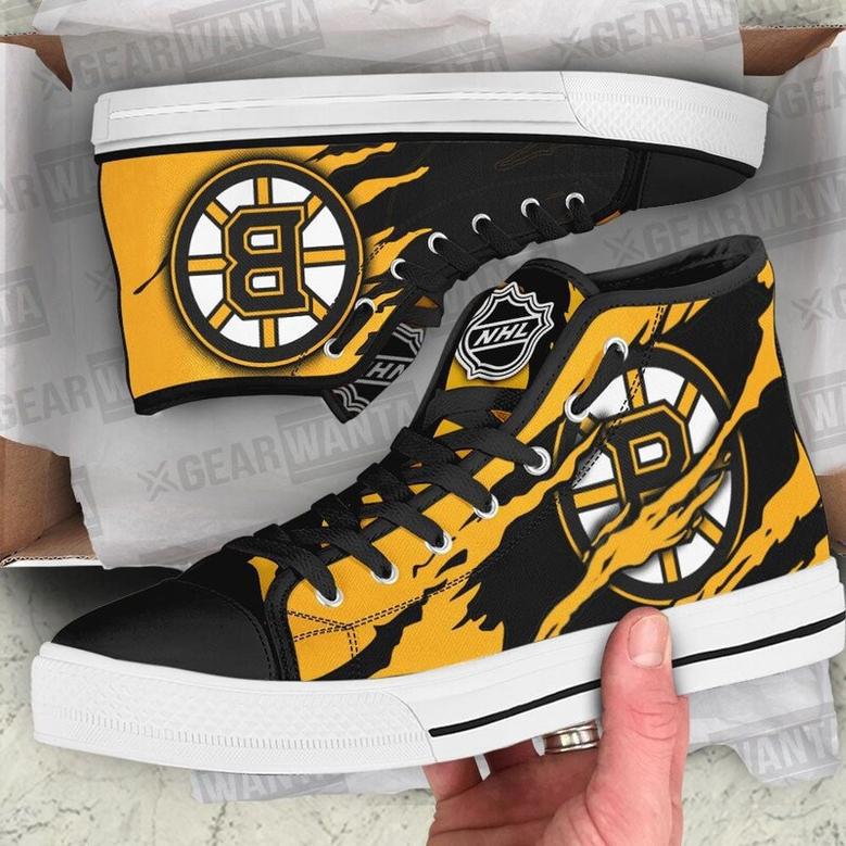 Boston Bruins High Top Canvas Shoes Custom Sneakers For Fans HTS0037