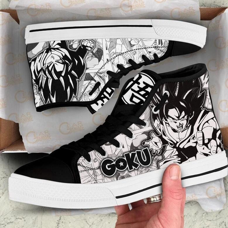 Goku Blue High Top Canvas Shoes Custom Dragon BaII Manga For Fans