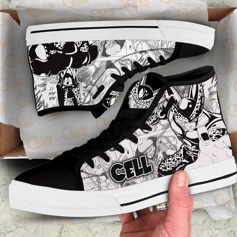 Cell High Top Canvas Shoes Custom Dragon BaII Manga For Fans