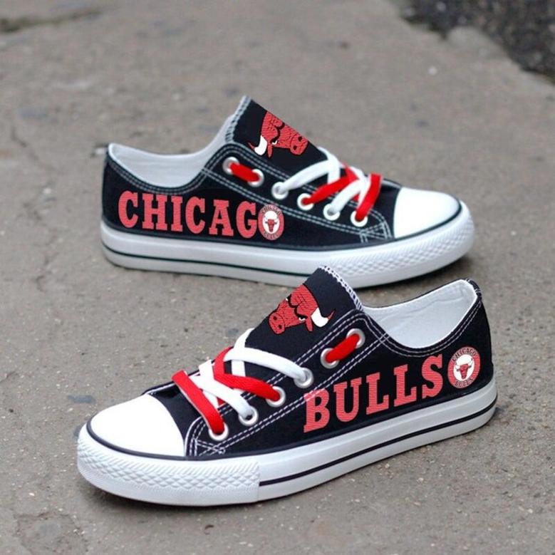 Chicago BuIIs Custom Shoes Basketball Bulls Low Top Sneakers Chicago NBA Gumshoes Bulls